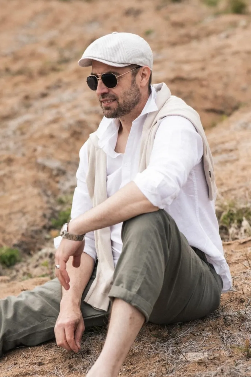 Salon Rocky Gen Linen Stripe flat cap lakki