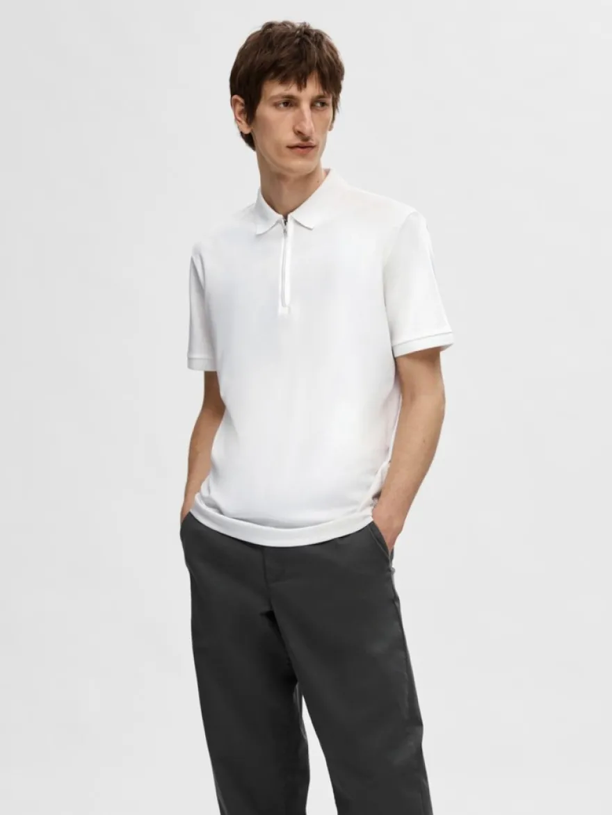 SELECTED HOMME Slhfave zip ss polo pikee