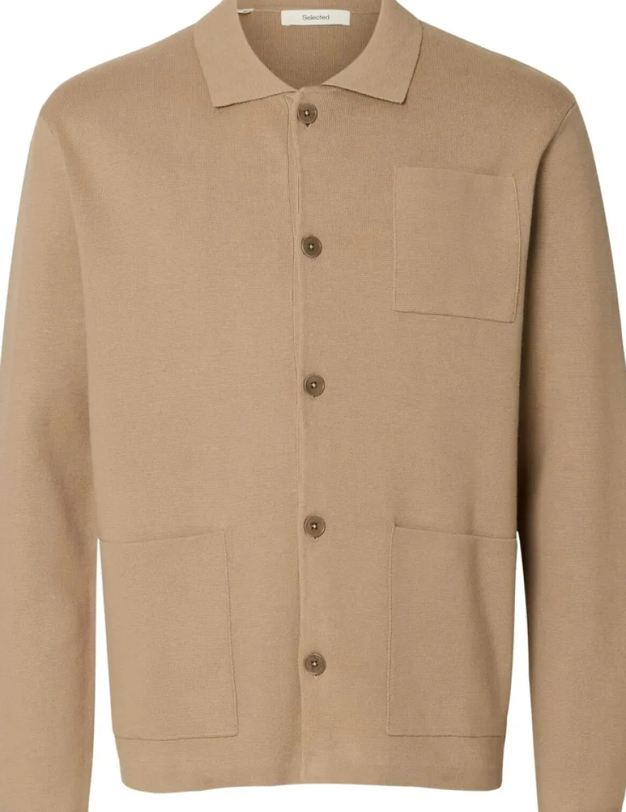 Selected Slhmike light relaxed polo cardigan neuletakki