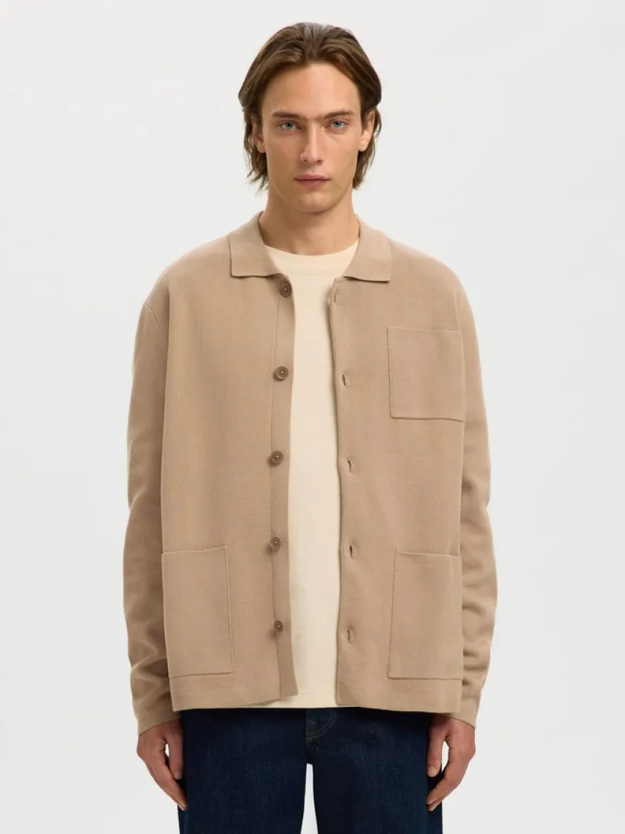 Selected Slhmike light relaxed polo cardigan neuletakki