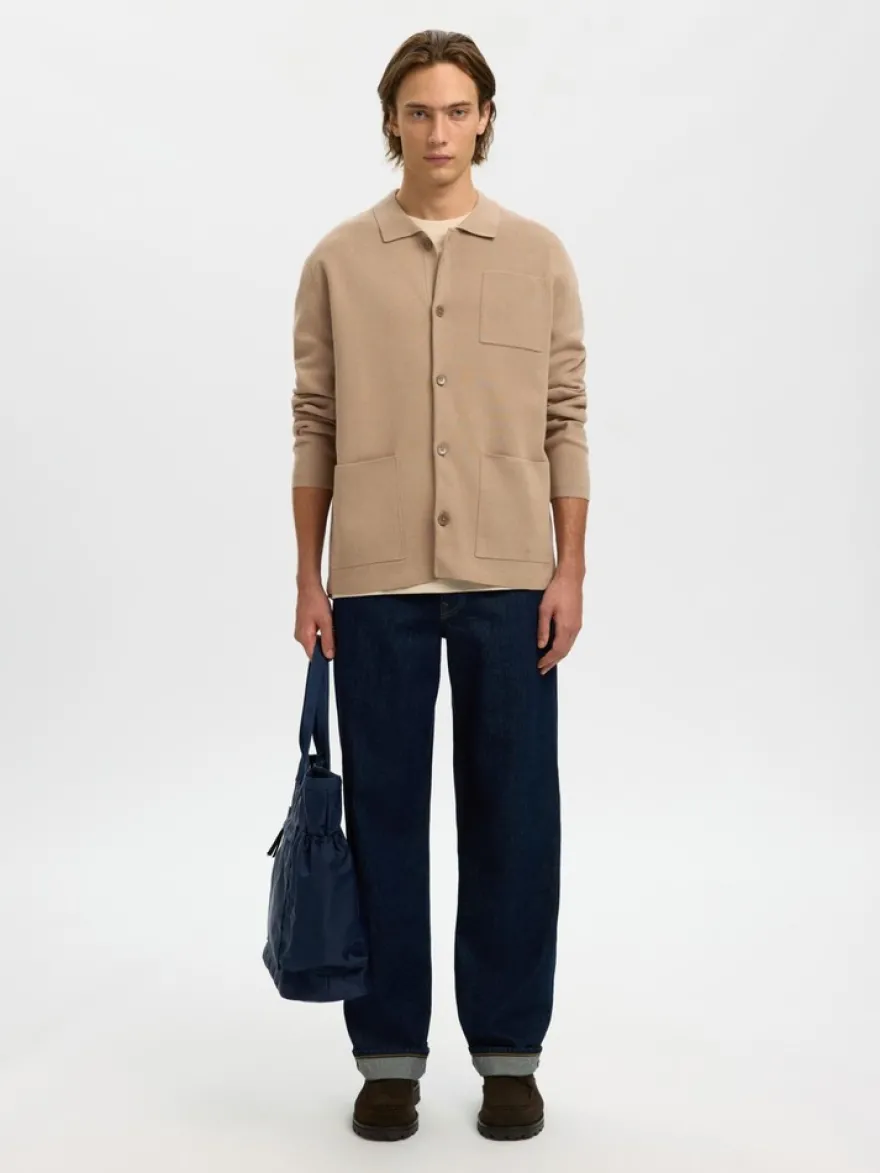Selected Slhmike light relaxed polo cardigan neuletakki