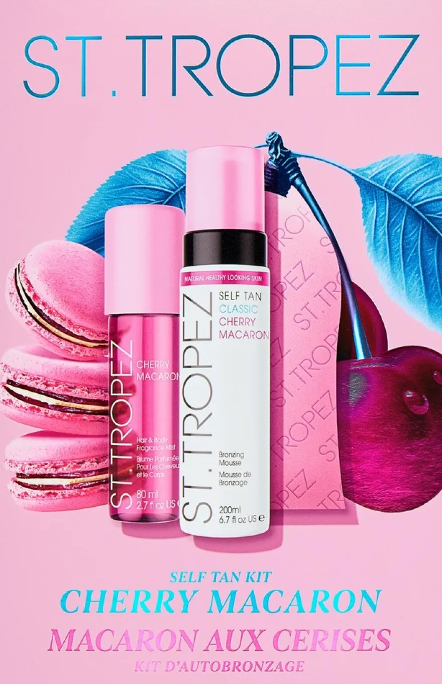 Self Tan Kit Cherry Macaron (Classic Cherry Macaron Mousse 200 ml + Cherry Macaron Hair & Body Fragrance Mist 80 ml + Mitt)