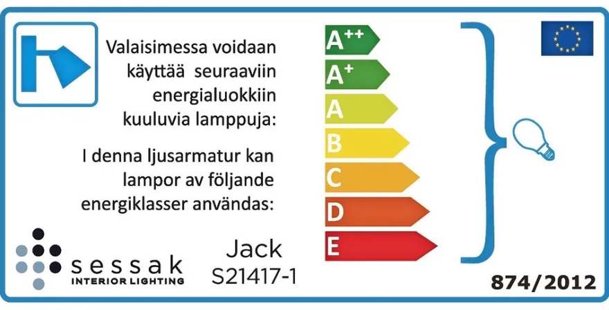 Sessak Lighting Jack seinävalaisin musta