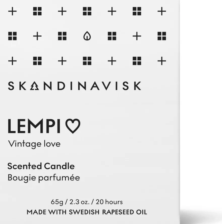 Skandinavisk LEMPI Tuoksukynttilä puukannella 65g, valkoinen
