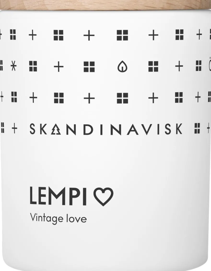 Skandinavisk LEMPI Tuoksukynttilä puukannella 65g, valkoinen