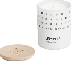 Skandinavisk LEMPI Tuoksukynttilä puukannella 65g, valkoinen