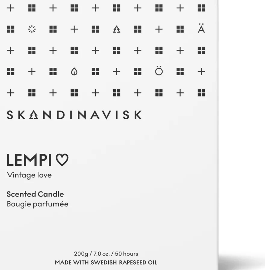 Skandinavisk LEMPI Tuoksukynttilä puukannella 200g, valkoinen