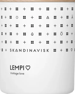 Skandinavisk LEMPI Tuoksukynttilä puukannella 200g, valkoinen