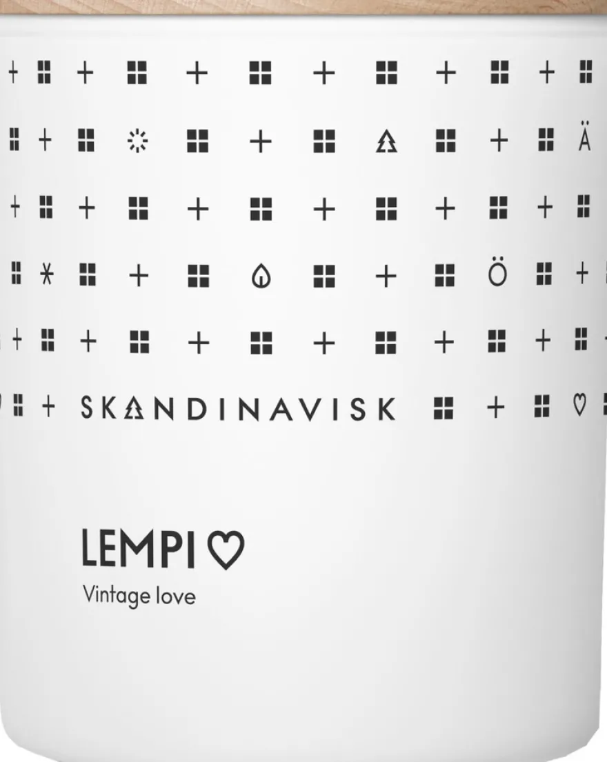 Skandinavisk LEMPI Tuoksukynttilä puukannella 200g, valkoinen