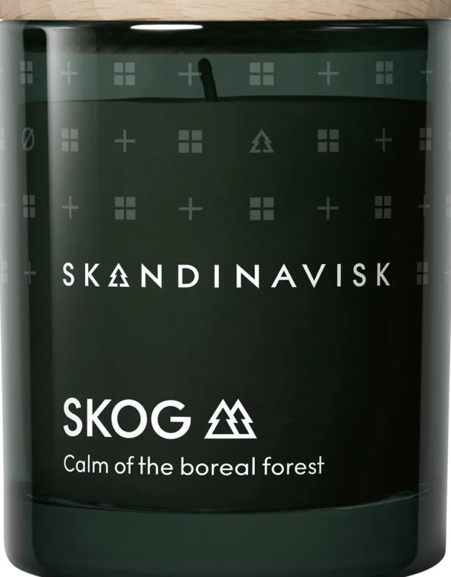 Skandinavisk SKOG Tuoksukynttilä puukannella 65g, vihreä