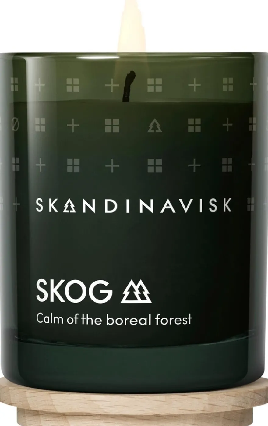 Skandinavisk SKOG Tuoksukynttilä puukannella 65g, vihreä