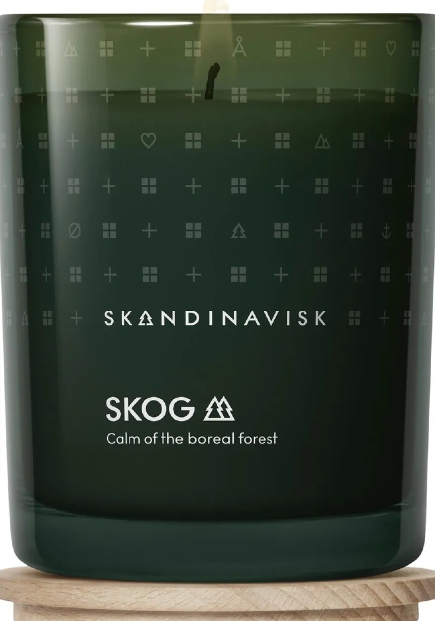 Skandinavisk SKOG Tuoksukynttilä puukannella 200g, vihreä