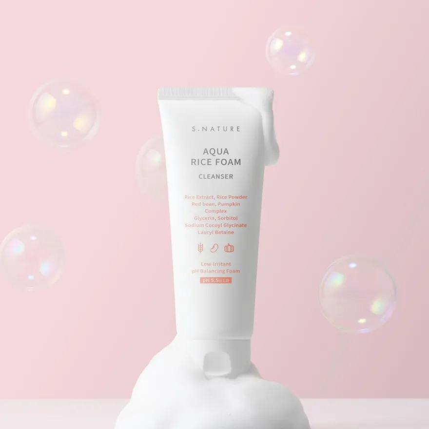 S.NATURE AQUA RICE FOAM CLEANSER -puhdistusvaahto 160ml