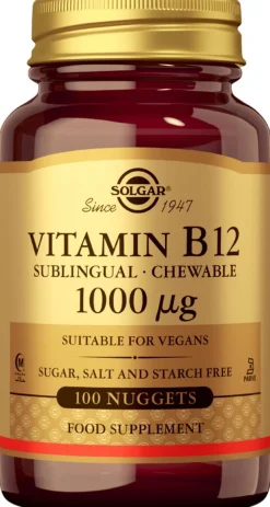Solgar B12-vitamiini 1000 ug imeskelytabletti 100 tabl.