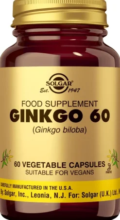 Solgar Ginkgo biloba Neidonhiuspuu 60 mg yrttivalmiste 60 kaps.