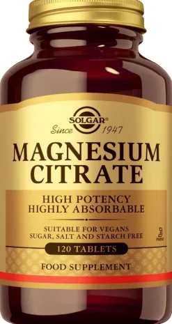 Solgar Magnesiumsitraatti ravintolisä 120 tabl.