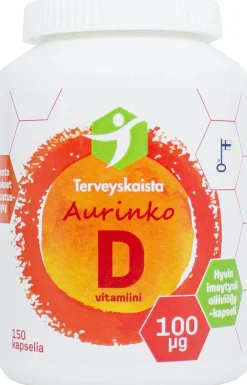 Terveyskaista Aurinko D 100 µg 150 kaps. extra virgin oliiviöljy