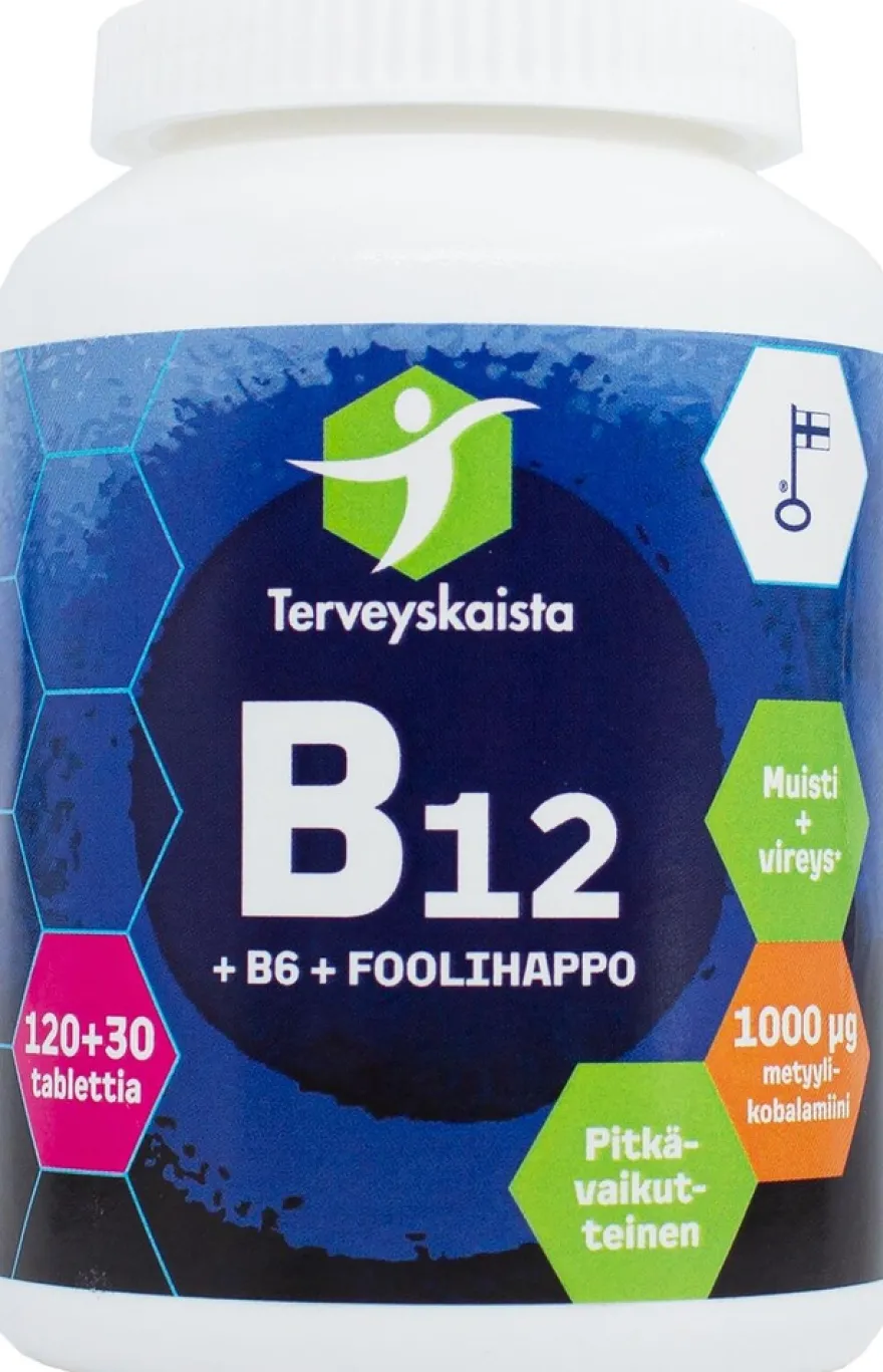 Terveyskaista B12+B6+Foolihappo 150 tabl. PITKÄVAIKUTTEINEN