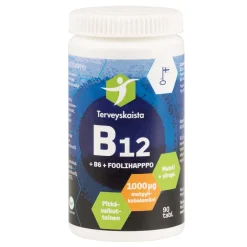 Terveyskaista B12+B6+Foolihappo 90 tabl. PITKÄVAIKUTTEINEN