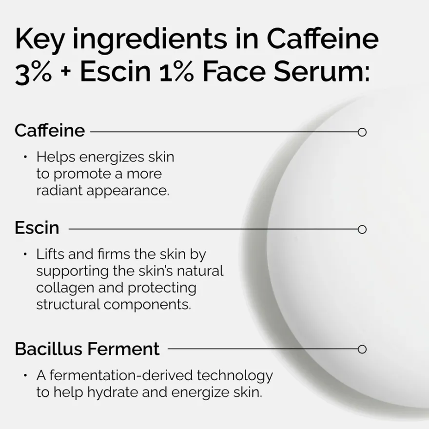 The Ordinary Caffeine 3% + Escin 1% Face Serum 30 ml seerumi