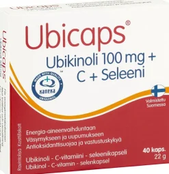 Ubicaps Ubikinoli 100 mg + C + Seleeni Ubikinoli - C-vitamiini - seleenikapseli 40 kaps