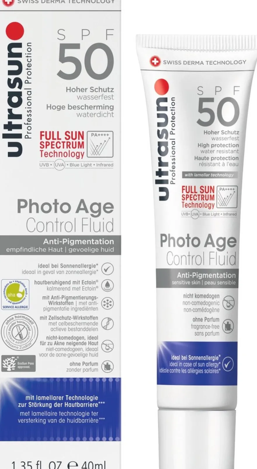 Ultrasun Photo Age Anti-Pigmentation Control Fluid SPF50 aurinkosuojavoide kasvoille 40 ml
