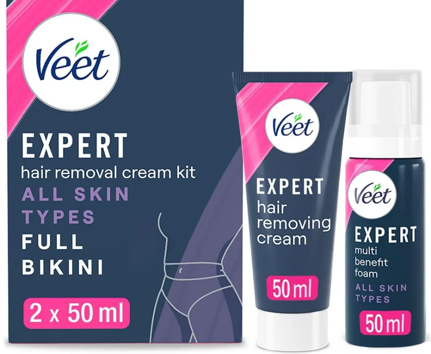 Veet Expert Full Bikini Ihokarvanpoistosarja kaikki ihotyypit 2x50ml