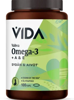 Vida kalaöljyvalmiste Vahva Omega-3 + A- ja E- vitamiinit, 100 kaps/72 g