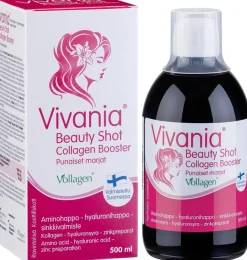Vivania Beauty Shot Collagen Booster Punaiset marjat Aminohappo - hyaluronihappo - sinkki 500 ml
