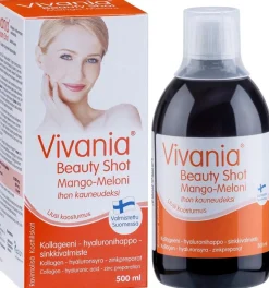 Vivania Beauty Shot Mango-Meloni Kollageeni-hyaluronihappo-sinkki 500 ml
