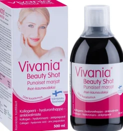 Vivania Beauty Shot punaiset marjat Kollageeni-hyaluronihappo-sinkki 500 ml