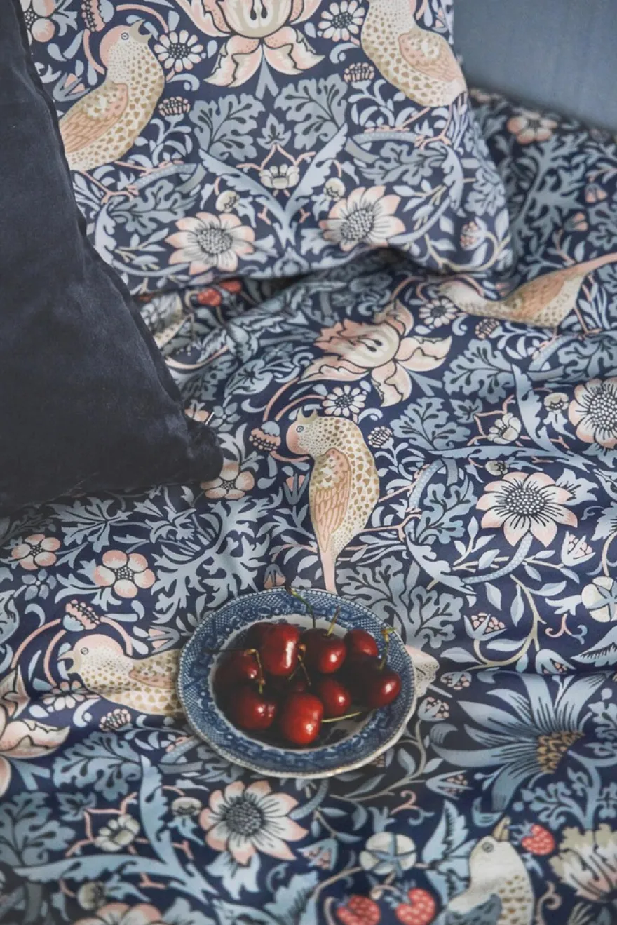 William Morris pussilakana 150x210cm Strawberry Thief sininen 6x1kpl